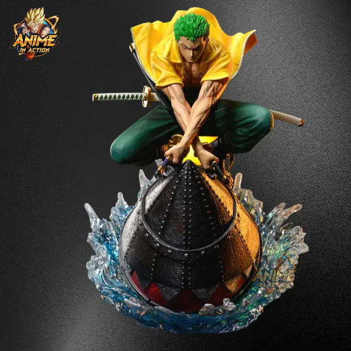 Zoro on Ship 27cm Anime Action Figure – One Piece Collectible Statue with Swords with Box